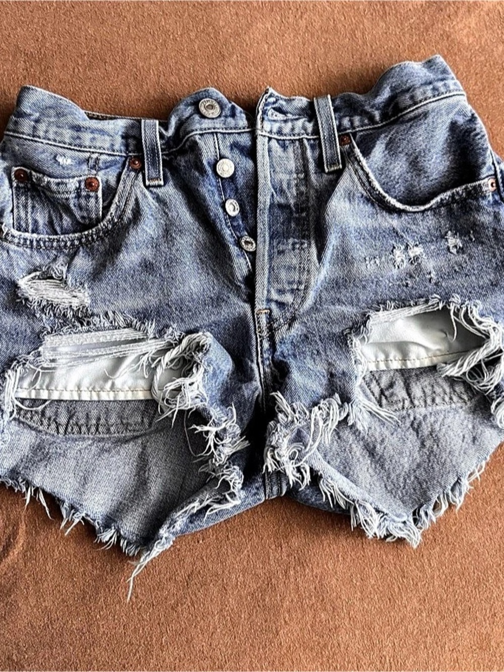 Levi's 501 Original Cutoff Shorts Distressed Denim Jean Shorts in Blue